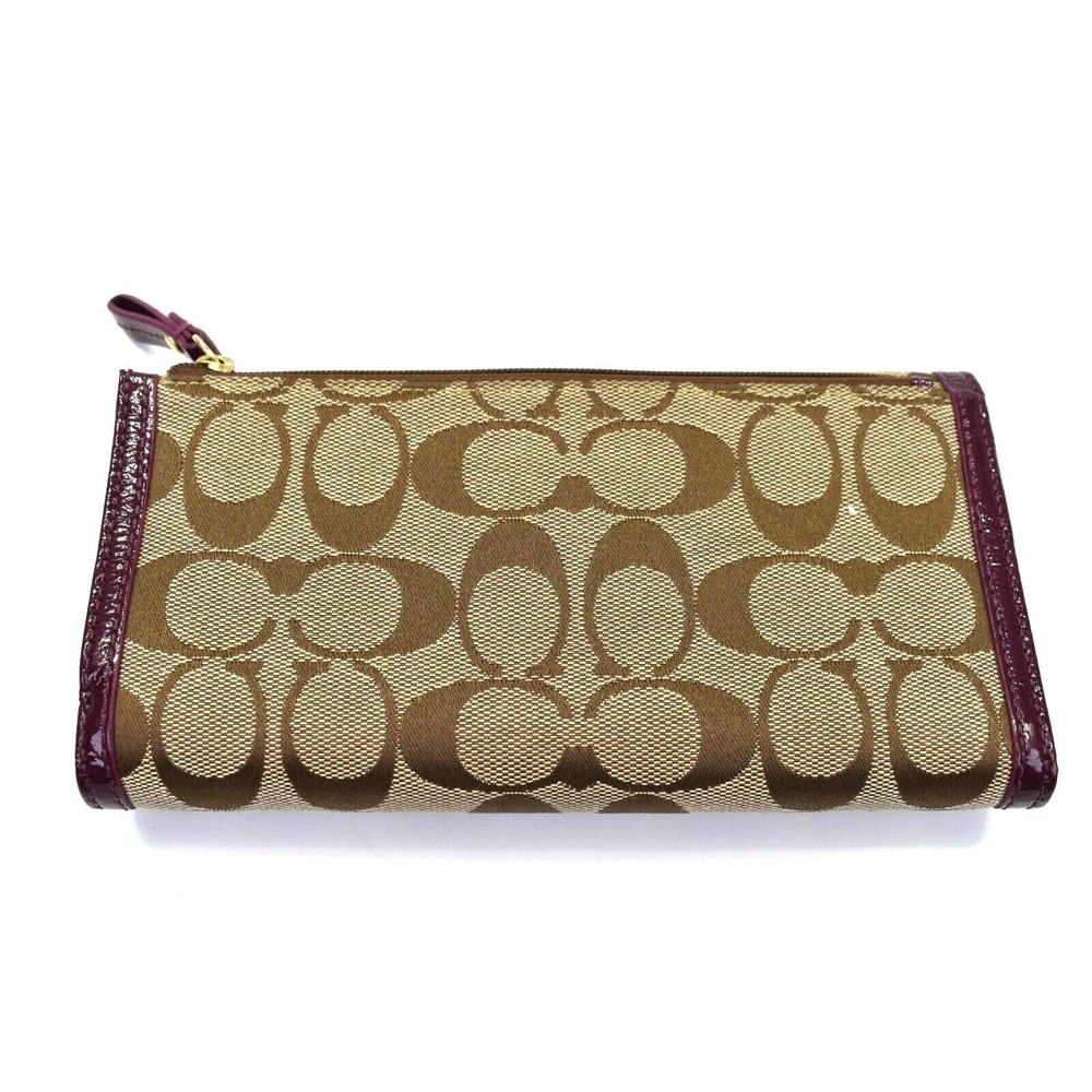 Coach Signature Collection Wallet Brown Purple Woven Jacquard Leather NWT - Picture 3 of 11